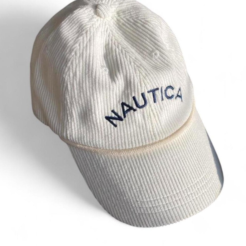 nautica white corduroy baseball cap